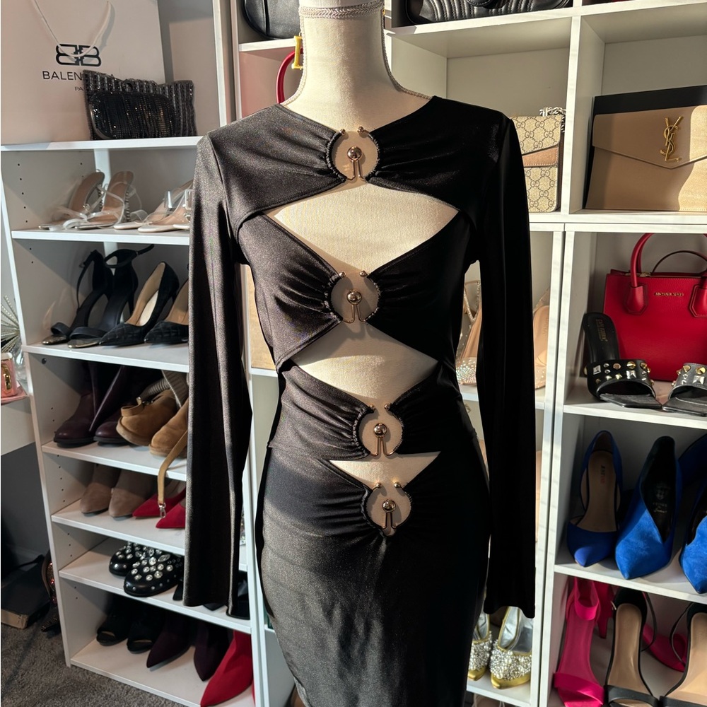 Elegant Black Cut-Out Dress